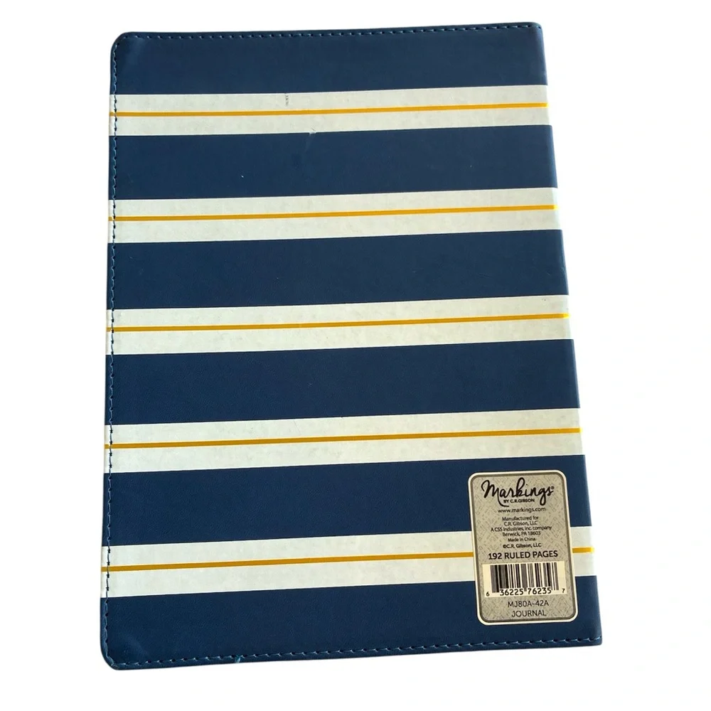 C. A. Gibson Writing Journal 192 Blank Pages 10” x 7.5” Striped Blue Gold NWOT